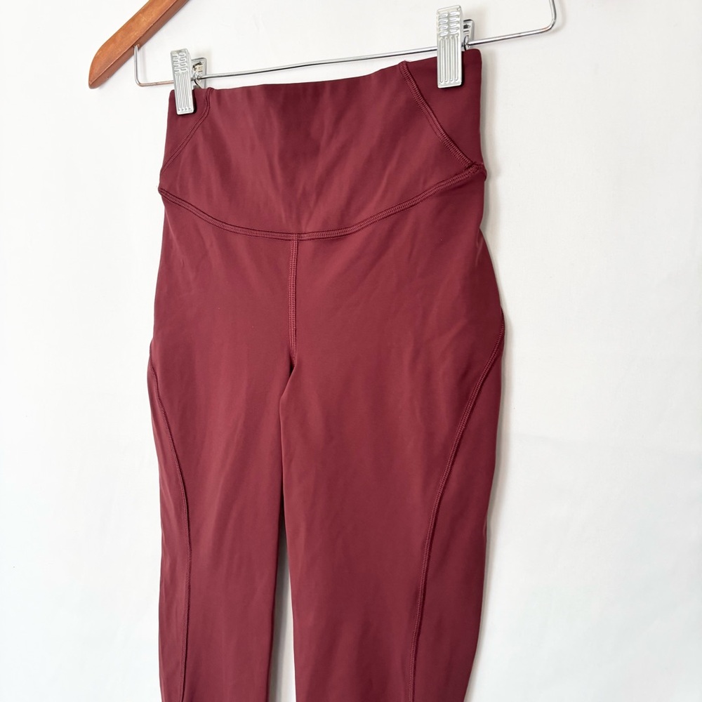 Lululemon Base Pace High‎ Rise Tight 24” Red Merlot Size 2 - Picture 2 of 6